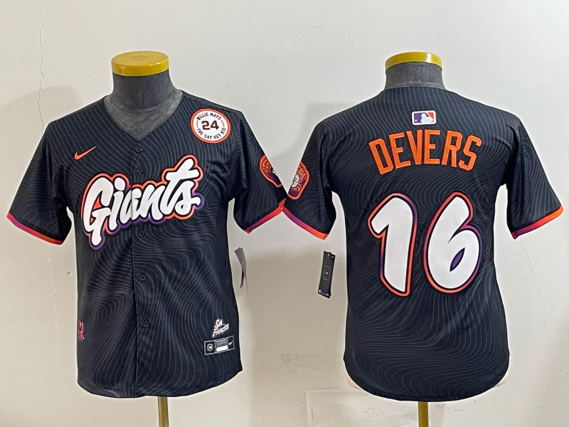 Men 2025 San Francisco Giants #16 Devers Black Joint Name Nike MLB Jersey style 08